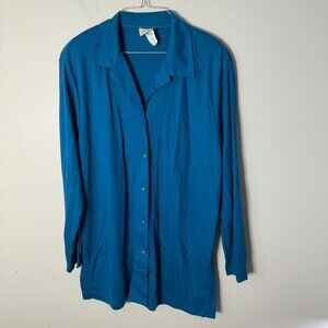 Vintage EUC Weekenders Womens Shirt Jacket & Pants Set Outfit Teal Blue Medium M